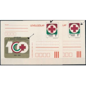 1981 Használatlan Vöröskereszt díjjegyes levelezőlap színeltolódással + támpéldány / Red cross PS...