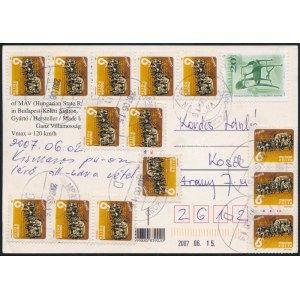 2007 Képeslap 14 db portó bélyeggel / Postcard with 14 postage due stamps