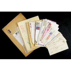 54 db levél, levelezőlap a világ minden tájáról, benne bélyeg előttiek, jobbak ...