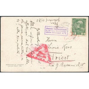 1916 Olasz internált képeslapja Göllersdorfból Triesztbe ...