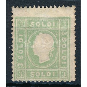 1858 3 soldi Cerificate: Goller (ráncok / creases)
