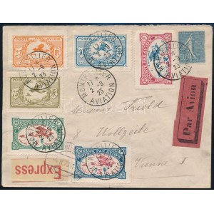 1923 Légi expressz levél magánkiadású repülő bélyegekkel bérmentesítve Bécsbe ...