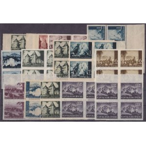 1941-1944 Vágott bélyegek és különlegességek 14 db klf négyestömb / Imperforate stamps and errors...