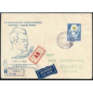 1954 Eszperantó kongresszus 300D ajánlott légi levélen Svájcba ...