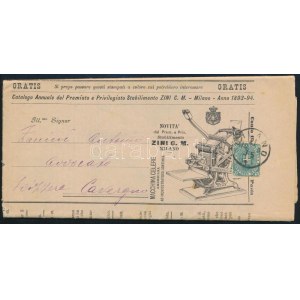 1893 Újság 5c bérmentesítéssel Svájcba / Newspaper franked with 5c to Switzerland