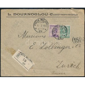 1919 Katonai posta ajánlott levél Konstantinápolyból Svájcba ...
