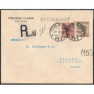 1919 Katonai posta ajánlott levél Szmirnából Svájcba ...
