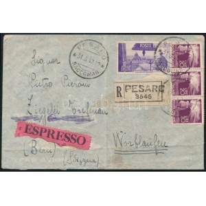 1947 Expressz ajánlott levél Svájcba / Express registered cover to Switzerland