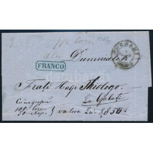 1865 Értéklevél teljes tartalommal, készpénzes bérmentesítéssel ...