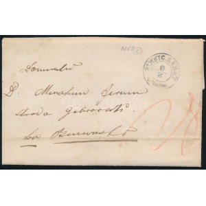 1869 Portós levél teljes tartalommal / Unpaid cover with full content RIMNIC SARAT - Bucurest