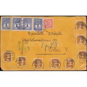 1920 8 bélyeges levél Bécsbe, ott megportózva / Cover to Vienna, with postage due