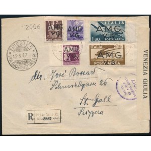 1947 Cenzúrás ajánlott levél Svájcba / Censored registered covert to Switzerland