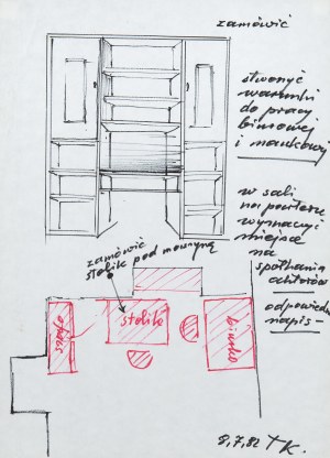 Tadeusz Kantor (1915 Wielopole Skrzyńskie-1990 Kraków), Projekt wnętrza, 1982