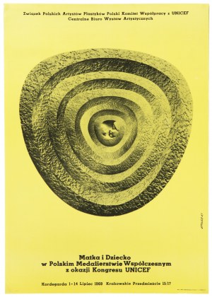 Roman Opałka (1931 Abbeville-Saint-Lucien - 2011 Rzym), Plakat z wystawy Matka i dziecko w Polskim Medalierstwie Współczesnym, 1969 r.
