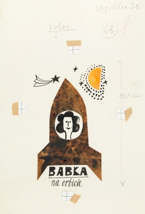 Jerzy Flisak (1930 Warszawa - 2008 tamże), Babka na orbicie, ilustracja do Szpilek nr 30