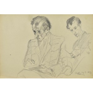 Kasper POCHWALSKI (1899-1971), Dwóch mężczyzn w trakcie szkicowania, 1953