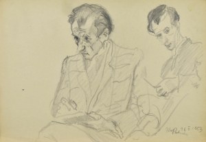 Kasper POCHWALSKI (1899-1971), Dwóch mężczyzn w trakcie szkicowania, 1953