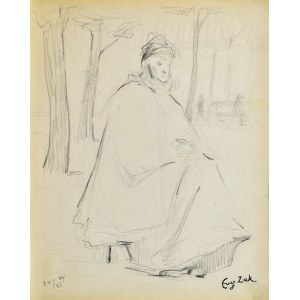 Eugeniusz ZAK (1887-1926), Stara kobieta siedząca w parku (Paryż), 1904