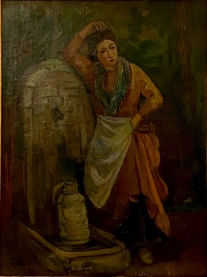 Adolf Feder(1886-1943?), ''Kobieta napełniająca dzban przy studni''
