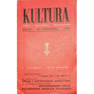 KULTURA PARYŻ Nr.7/225-8/226 1966 MIEROSZEWSKI, RYLSKI, KUKIEL