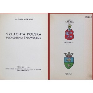 KORWIN Ludwik - Szlachta polska pochodzenia żydowskiego Wyd.1933 Reczne kolorowanie herbów!