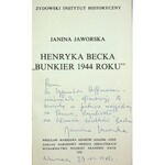 Jaworska Janina HENRYKA BECKA BUNKIER 1944 ROKU AUTOGRAF AUTORKI
