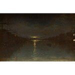Ferdynand Ruszczyc (1870 Bohdanów k. Oszmiany - 1936 tamże), Nokturn- Nocny widok portu w Petersburgu, 1893 r.