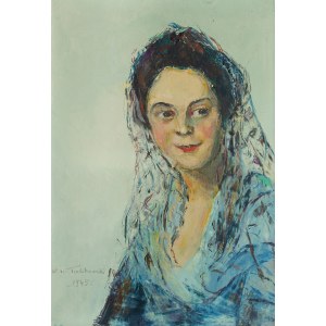 Włodzimierz Terlikowski (1873 wieś pod Warszawą - 1951 Paryż), Kobieta w mantylce, 1945 r.
