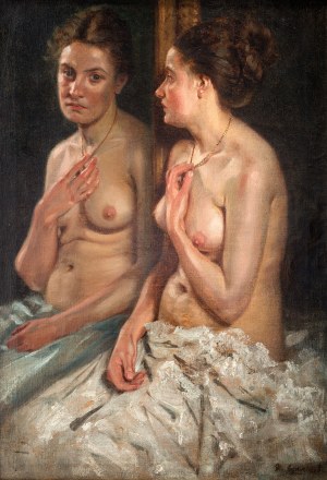 Albert Lipczinski (1876 Lebork – 1974 Sopot), Portret Elisabeth z lustrem