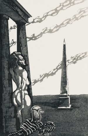 Jan Lebenstein (1930-1999), Kobieta i obelisk, 1985