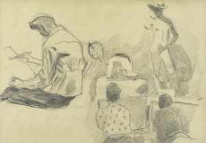 Stanisław KAMOCKI (1875-1944), W pracowni lekcja rysunku z kopii Dawida Donatela, III 1941(?)