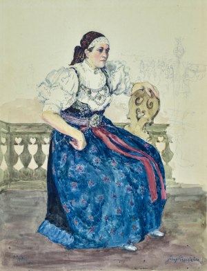 Józef PIENIĄŻEK (1888-1953), Kobieta na werandzie, 1937