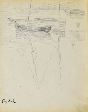 Eugeniusz ZAK (1887-1926), Zacumowane łodzie (Pont - Aven?)