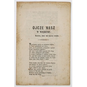 Kornel UJEJSKI, OJCZE NASZ W WIĘZIENIU, Lwów, dnia 20 marca 1848, Wiosna Ludów