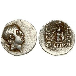 Cappadocia 1 Drachma Ariobarzanes I Philoromaios 96-63 BC. Averse: Diademed head right. Reverse:  Athena standing left...