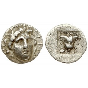 Greece Caria Rhodes Island 1 Hemidrachma (166-88 BC). AR Hemidrachma. Helios head half. Rs.Rose in quadratum incusum...