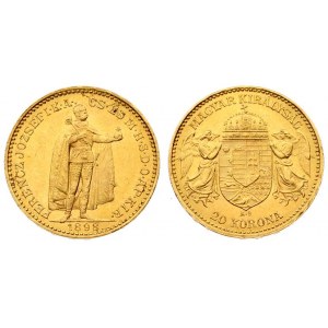 Austria Hungary 20 Korona 1898 KB Kremnitz. Franz Joseph I(1848-1916). Averse: Emperor standing. Reverse...