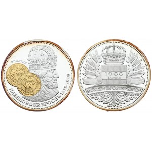 Austria Medal 1000 years of coins in Austria (2002) Habsburg Era 1278-1918 Dukaten. Silver. Weight approx: 50.28 g...