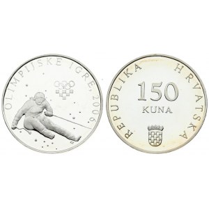 Croatia 150 Kuna  2006 2006 Winter Olympics - Italy. Averse: National arms below denomination. Reverse: Slalom skiing...