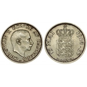 Denmark 2 Kroner -1937(h) N; S 25th Anniversary of Reign. Christian X(1912-1947). Averse: Head right...