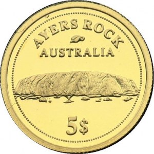Fiji 5 Dollars 2006 Ayers Rock. Elizabeth II(1952-). Averse: Bust of Queen Elizabeth II to right. Lettering...