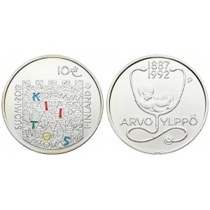 Finland 10 Euro 2012M Arvo Ylppö and Medicin. Averse: Colored alphabet letters. Reverse: Baby nestled in stethoscope...
