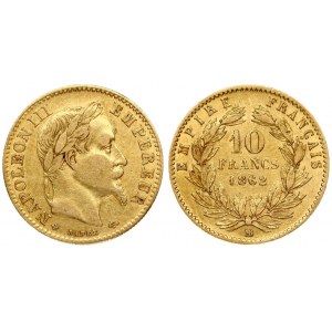 France 10 Francs 1862 BB Napoleon III(1852-1870). Averse: Laureate head right. Reverse: Denomination within wreath...