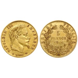 France 5 Francs 1866 BB Napoleon III(1852-1870). Averse: Laureate head right. Averse Legend: NAPOLEON III EMPEREUR...