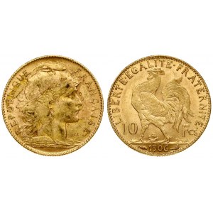France 10 Francs 1906 Averse: Marianne right. Lettering: REPUBLIQUE FRANÇAISE. Reverse: Cockerel left. Lettering...
