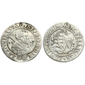 Germany SAXONY 1/8 Thaler 1558 August I(1553-1586). Averse: Bust right; holding sword over right shoulder; divides date...