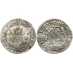 Germany SAXONY 1/2 Thaler 1579 HB August I(1553 - 1586). Averse: Armored 1/2-length figure to right divides date...