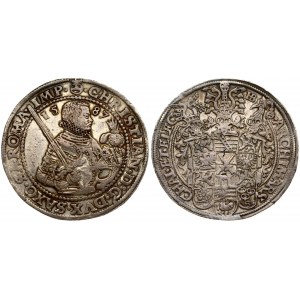 Germany SAXONY 1 Thaler 1587 HB Christian I (1586-1591). Averse: 1/2-length armored figure to right...