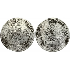 Germany SAXONY 1 Thaler 1601 HB Dresden. Christian II. Johann Georg I. and August (1591-1602). Averse...