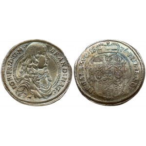 Germany BRANDENBURG-ANSBACH 1/6 Thaler 1676 Johann Friedrich(1667-1686). Averse: Armored and draped bust to right...